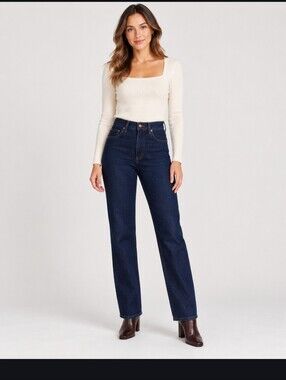 Oat New York High Rise Cotton Straight Leg Jeans 29 US 8